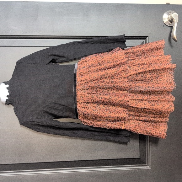 J&J Black and Brown Leopard Print Dress 6